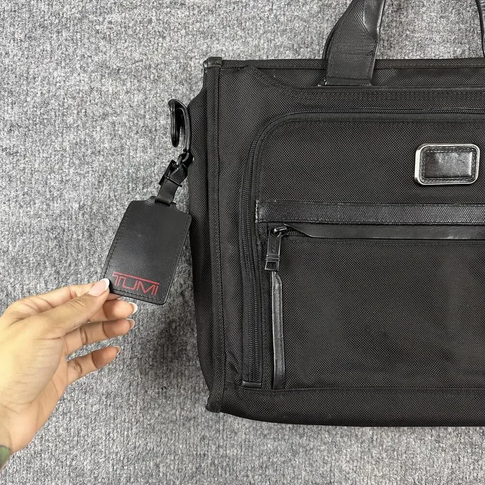 Tumi Black Alpha 3 Laptop Briefcase Bag Soft Case Men Nylon Travel Work Office